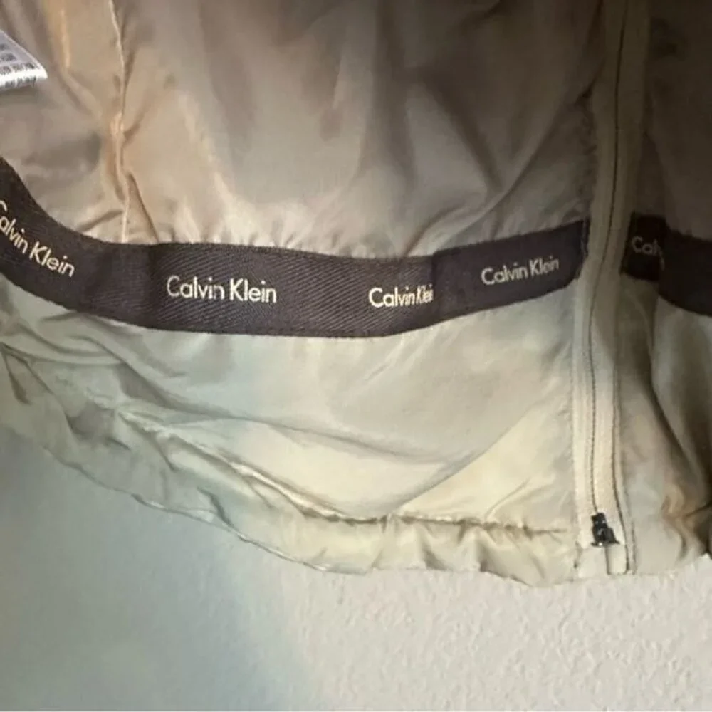 Calvin Klein faux fur tan hooded puffer jacket women's size large